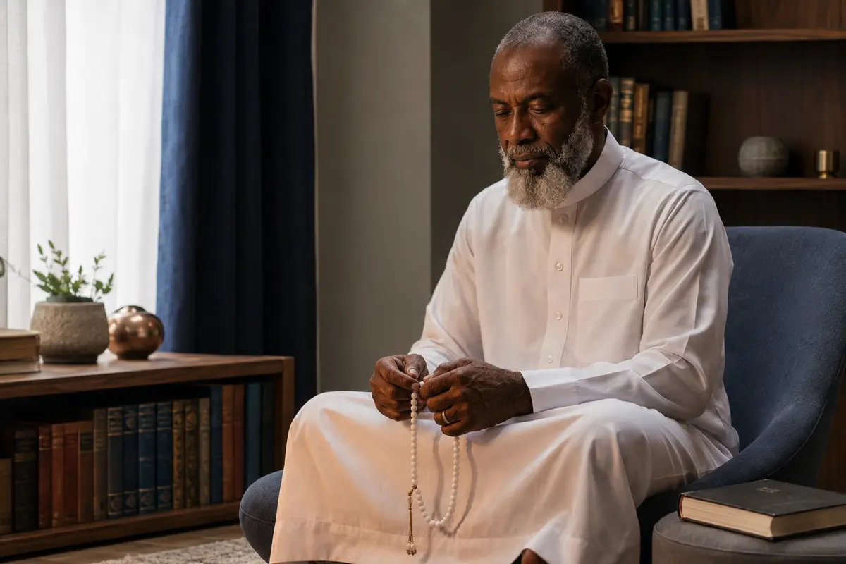 Tiyani tijdens een rustig moment van spirituele bezinning